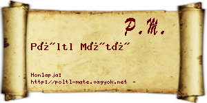Pöltl Máté névjegykártya